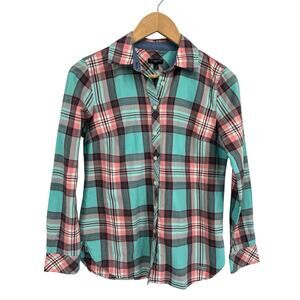Talbots Pastel Plaid Long Sleeve Button Down Shirt Brushed Twill P